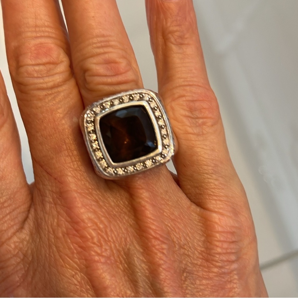 Scott Kay Smoky Quartz & Diamond Sterling Silver Ring.